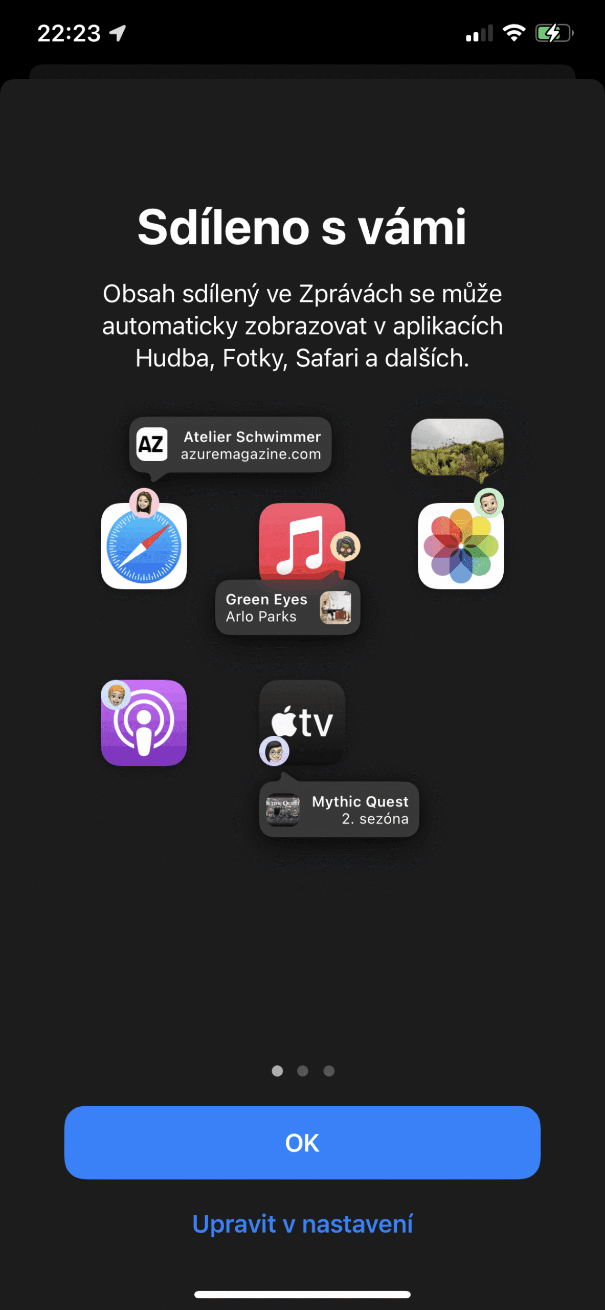 iOS 15 - sdílení
